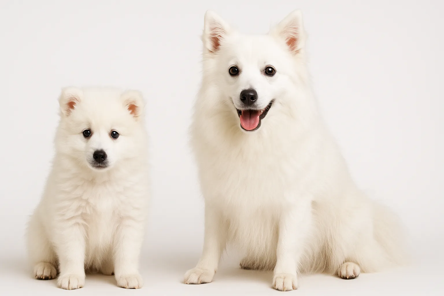 American Eskimo Dog puppy and adult — breed longevity visual