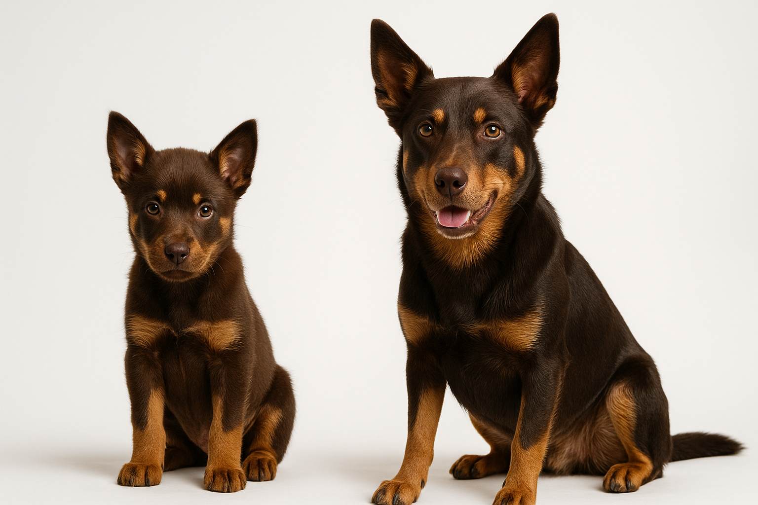 Australian Kelpie puppy and adult — breed longevity visual