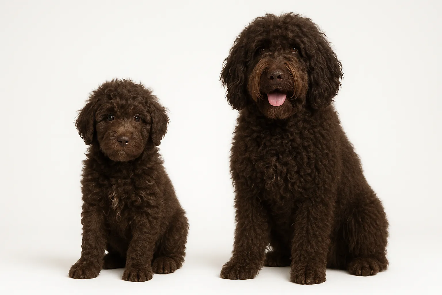 Barbet puppy and adult — breed longevity visual