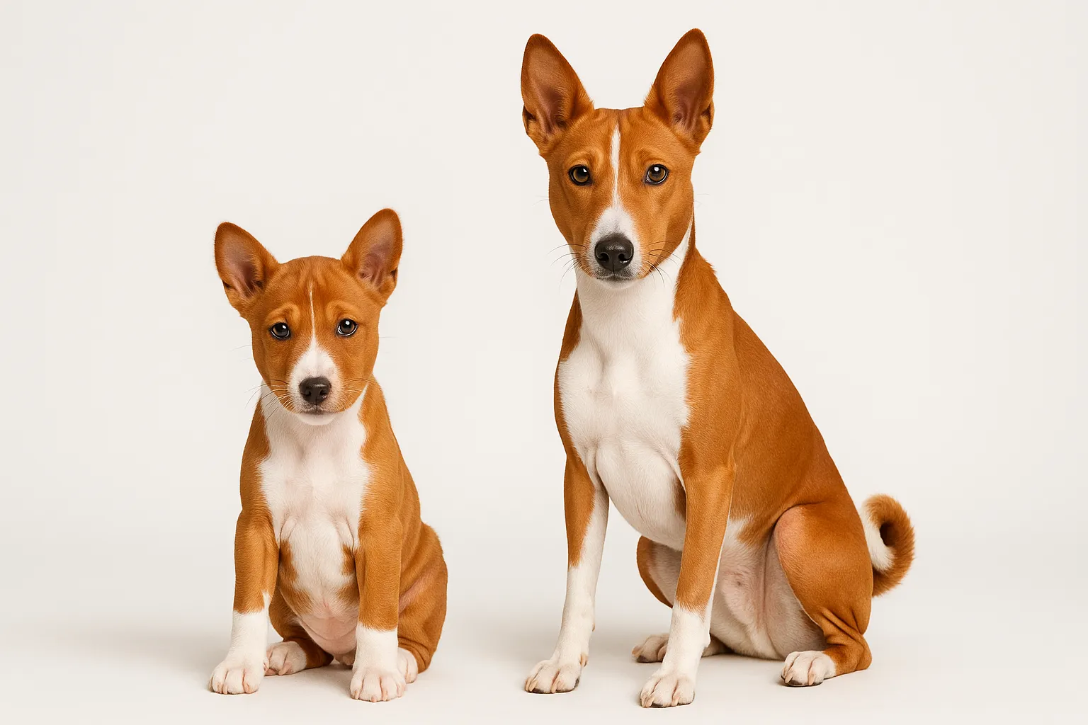 Basenji puppy and adult — breed longevity visual