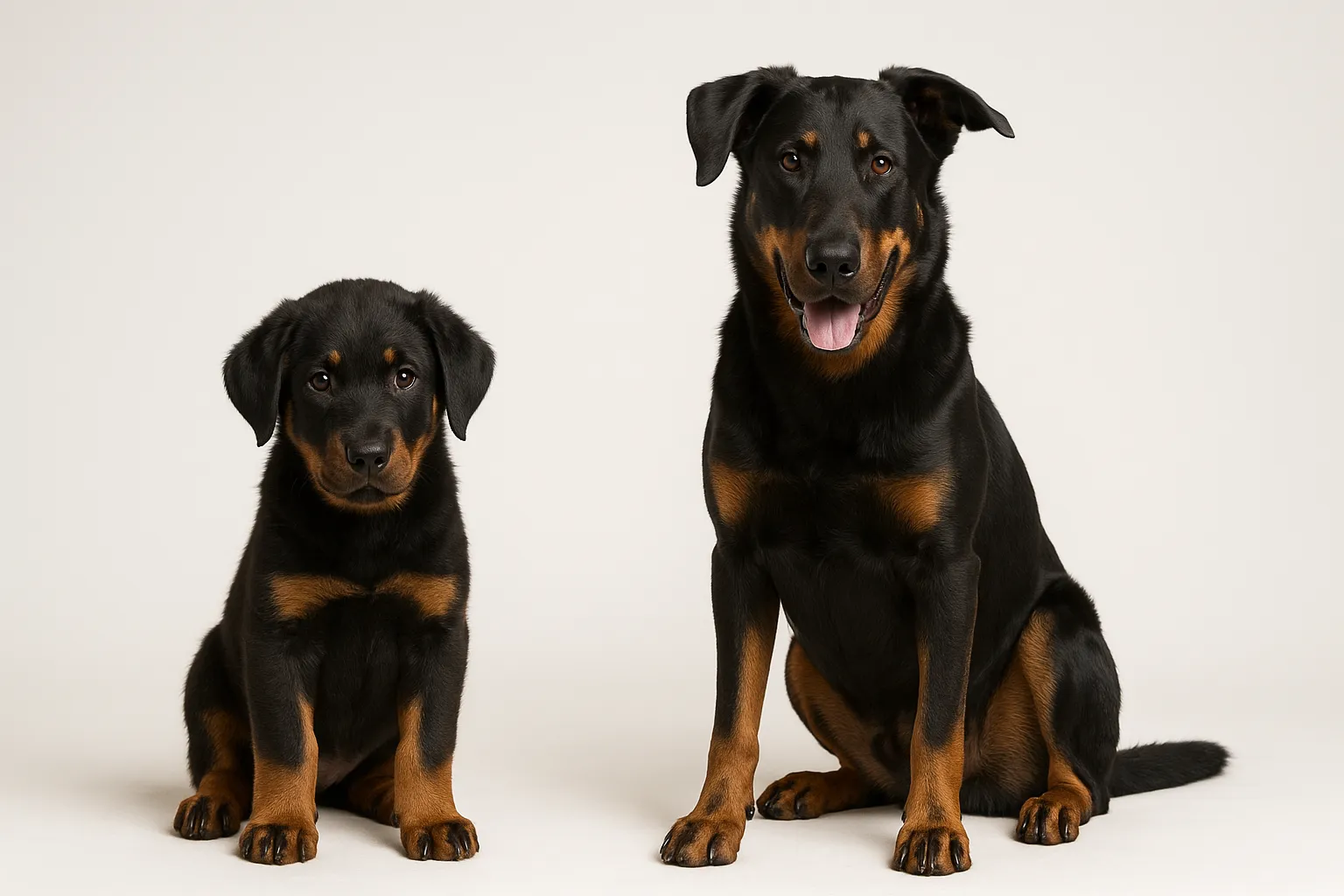 Beauceron puppy and adult — breed longevity visual