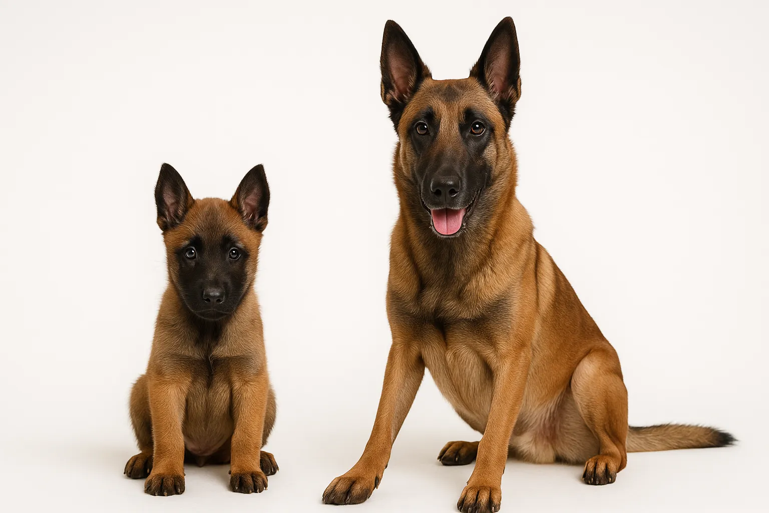 Belgian Malinois puppy and adult — breed longevity visual