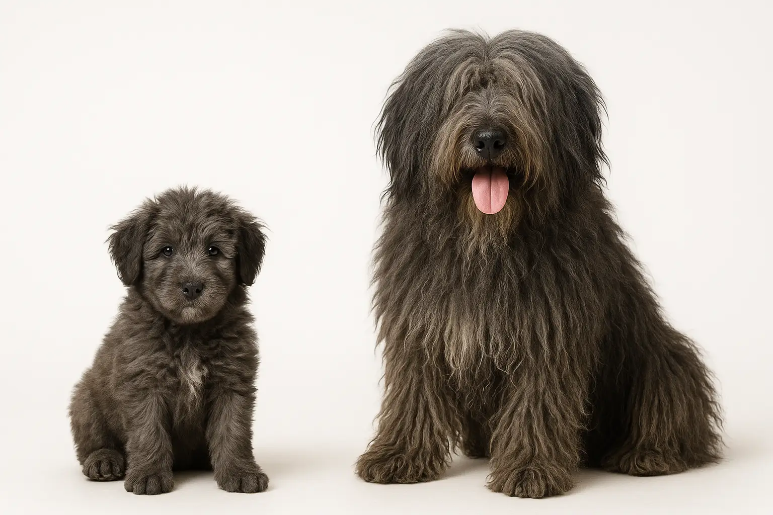 Bergamasco Sheepdog puppy and adult — breed longevity visual