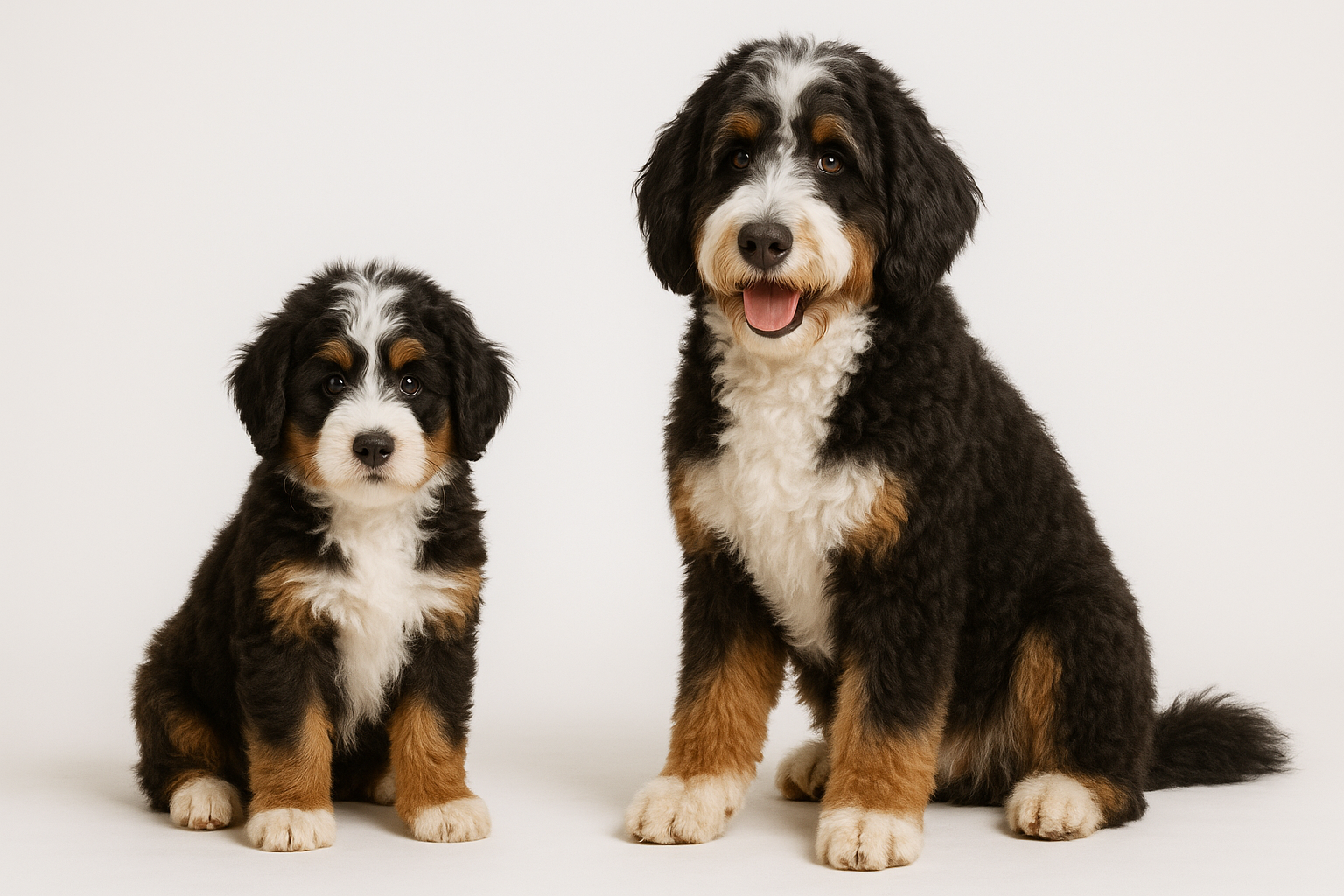 Bernedoodle puppy and adult — breed longevity visual