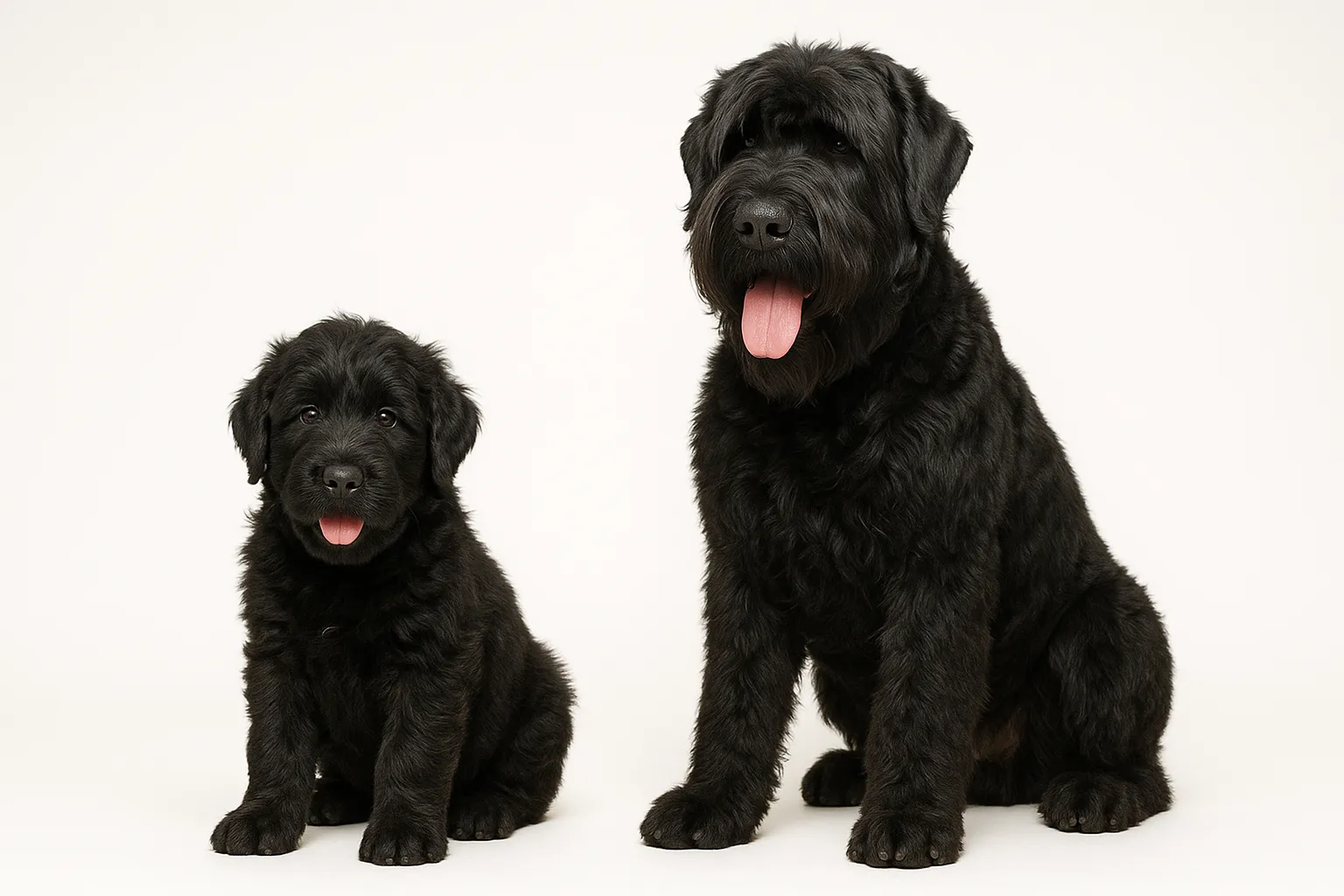 Black Russian Terrier puppy and adult — breed longevity visual