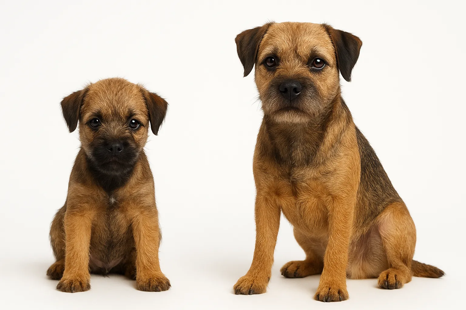 Border Terrier puppy and adult — breed longevity visual