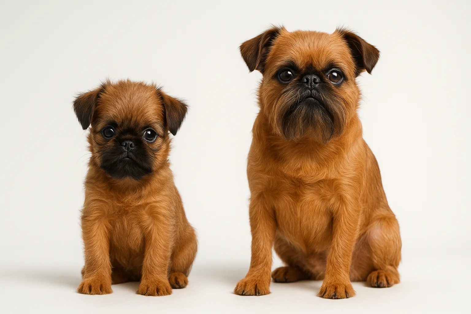 Brussels Griffon puppy and adult — breed longevity visual