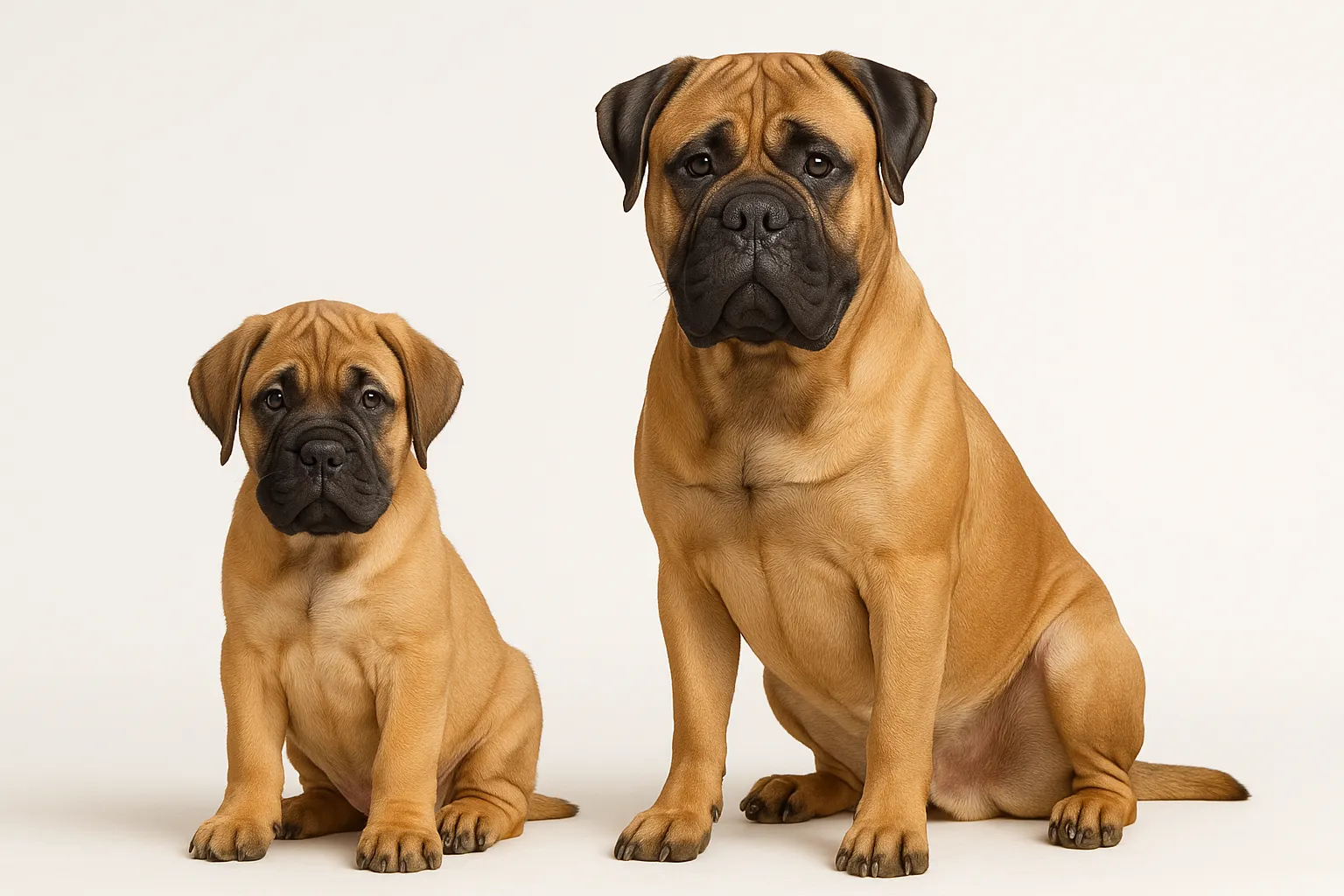 Bullmastiff puppy and adult — breed longevity visual