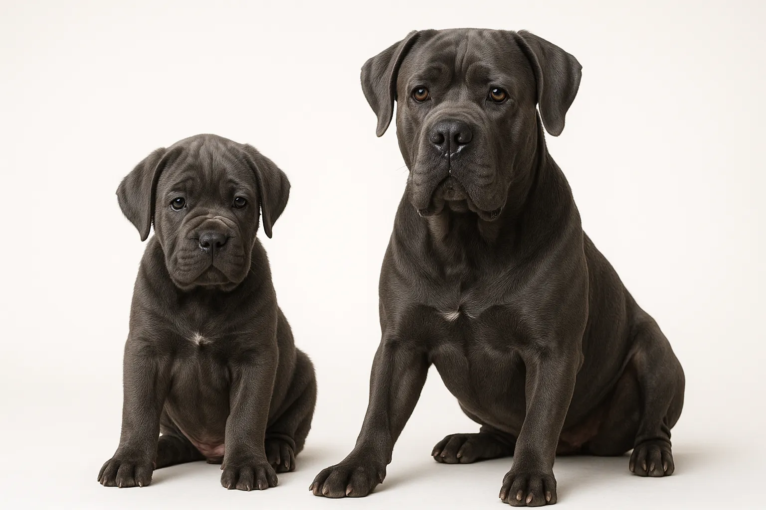 Cane Corso puppy and adult — breed longevity visual