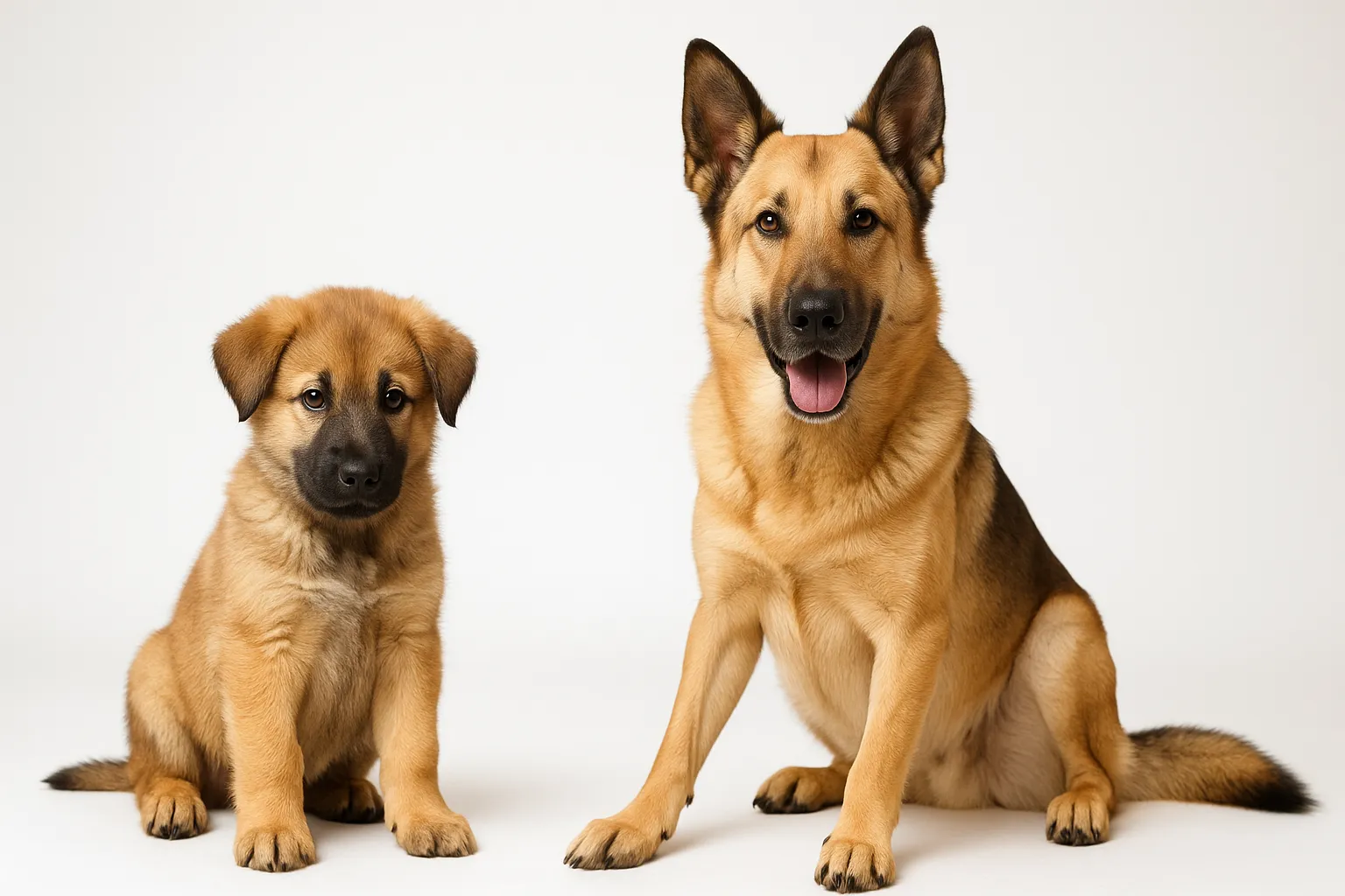 Chinook puppy and adult — breed longevity visual