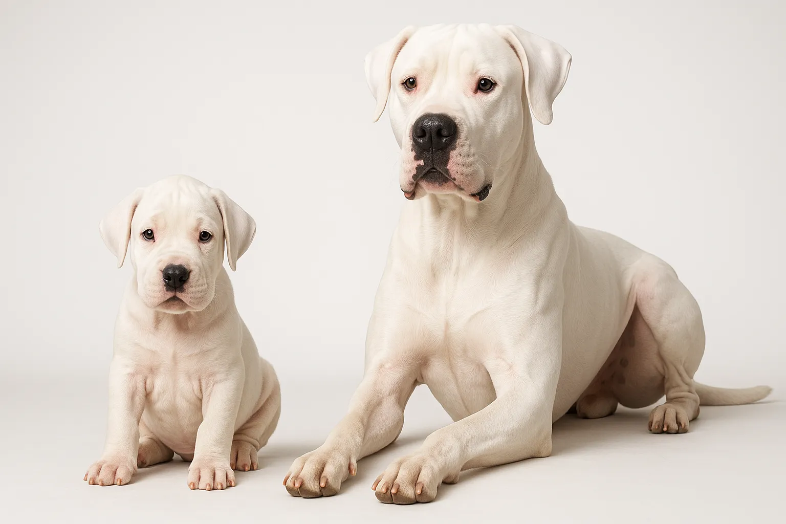 Dogo Argentino puppy and adult — breed longevity visual