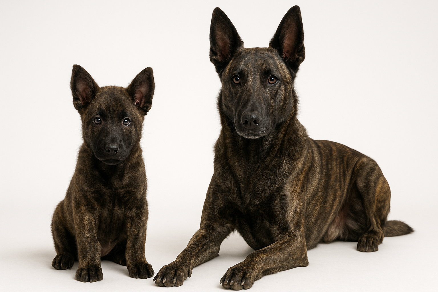 Dutch Shepherd puppy and adult — breed longevity visual