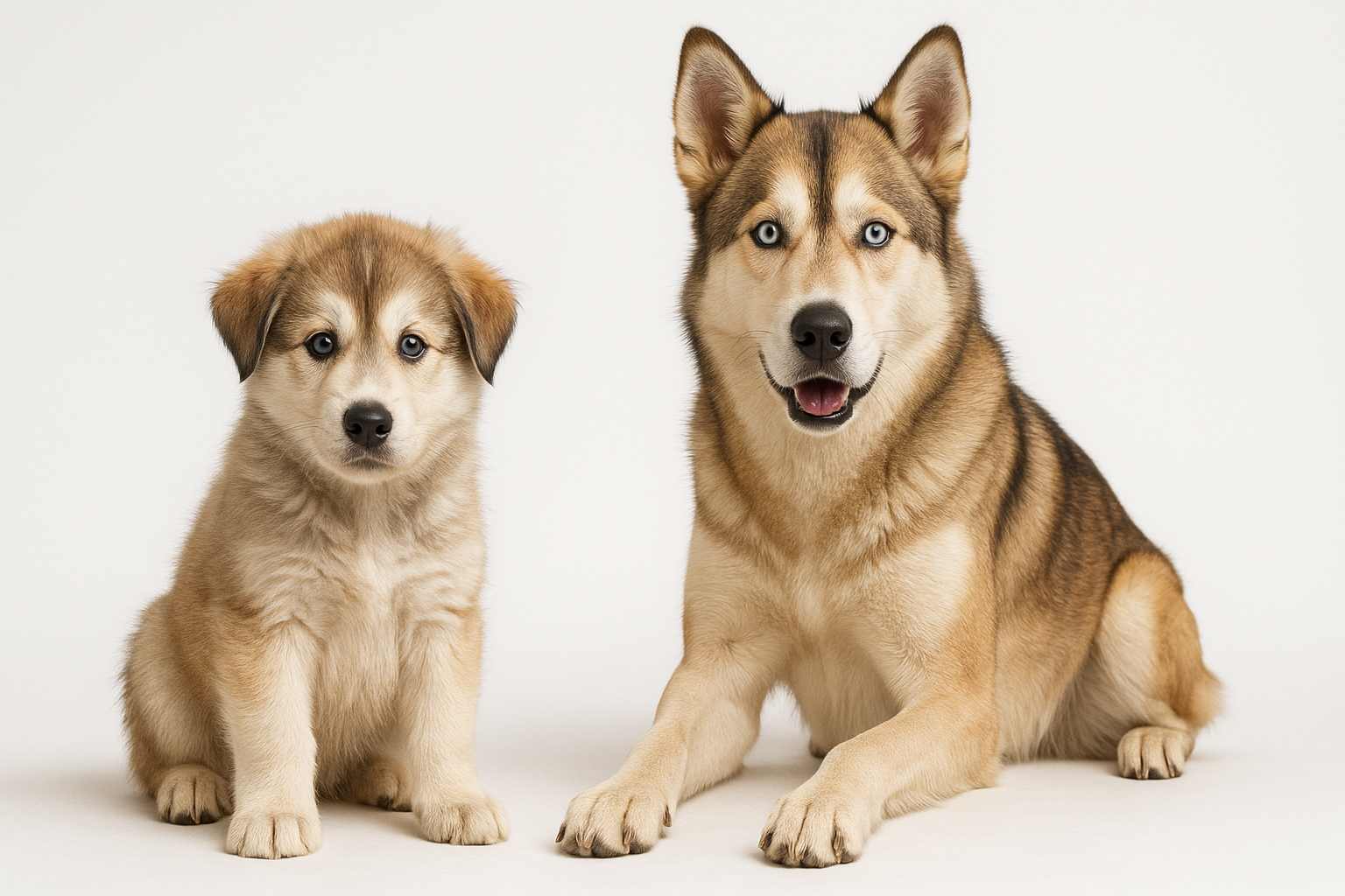 Goberian puppy and adult — breed longevity visual