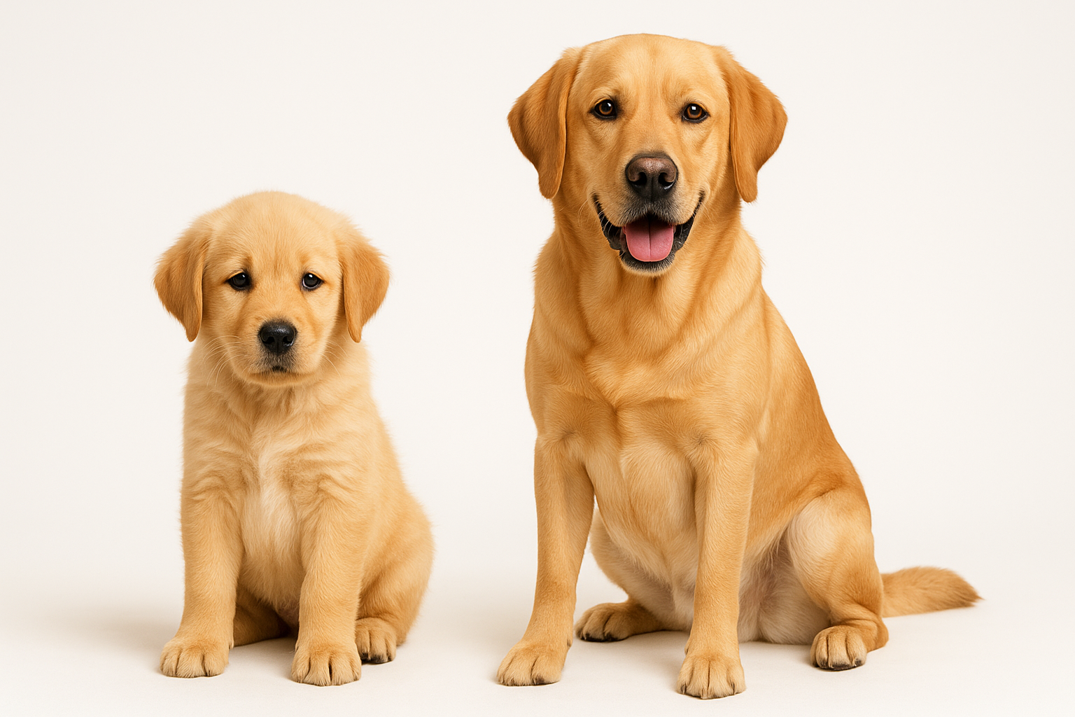 Goldador puppy and adult — breed longevity visual
