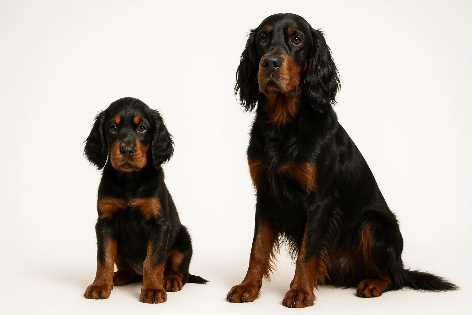 Gordon Setter puppy and adult — breed longevity visual