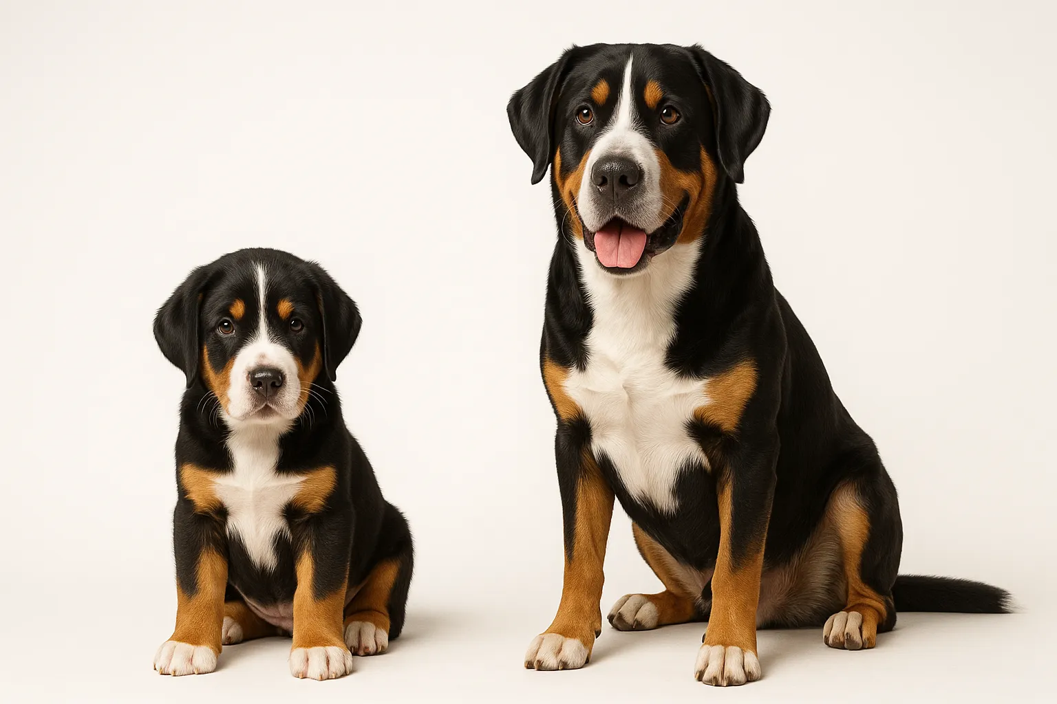 Greater Swiss Mountain Dog puppy and adult — breed longevity visual