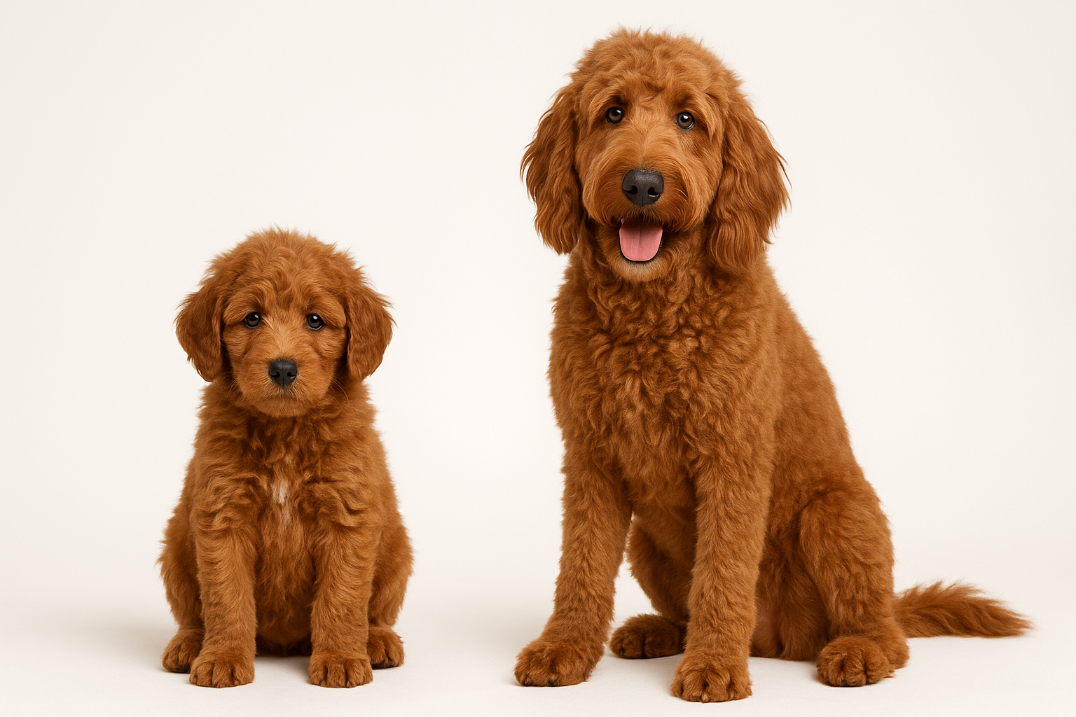 Irish Doodle puppy and adult — breed longevity visual