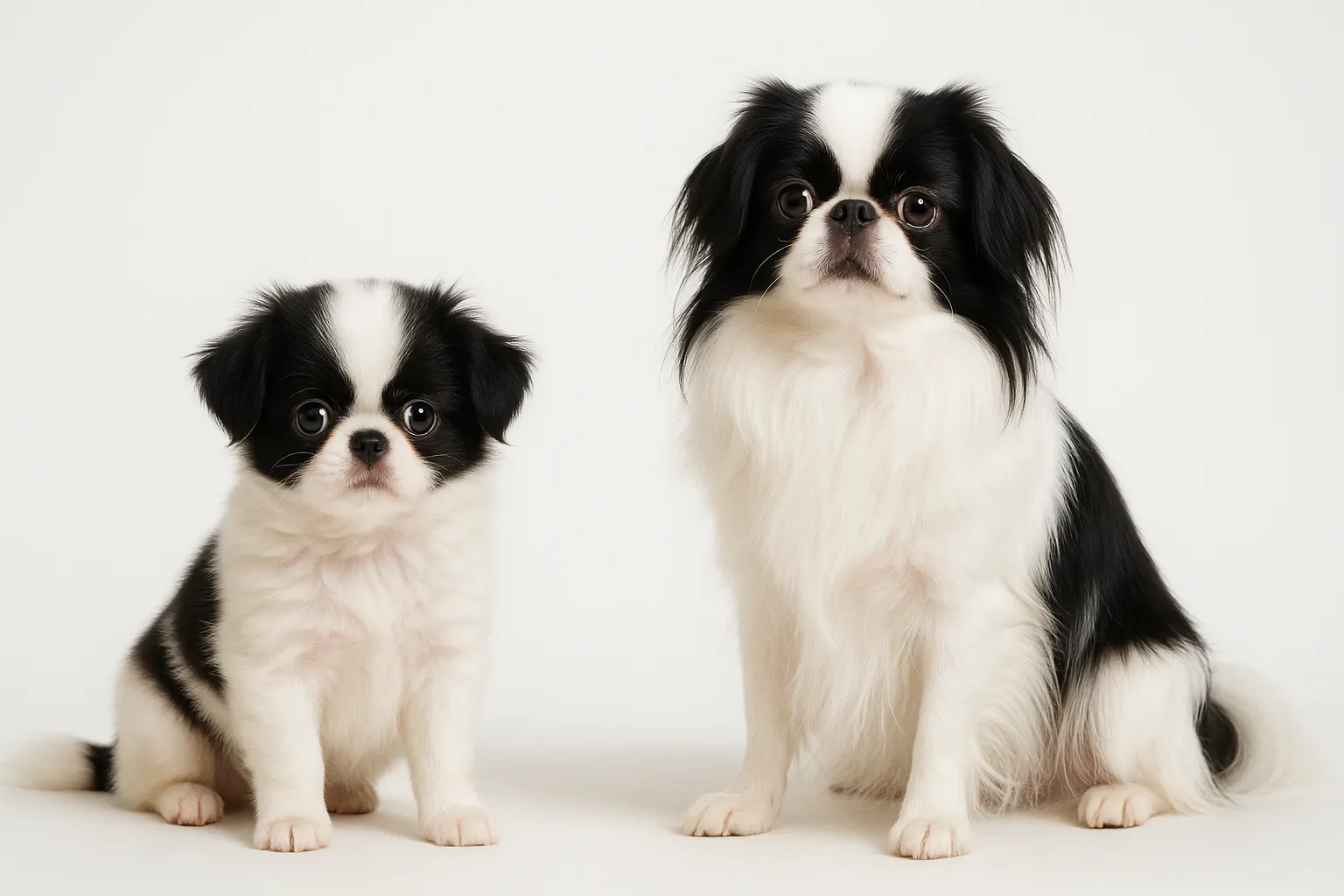 Japanese Chin puppy and adult — breed longevity visual