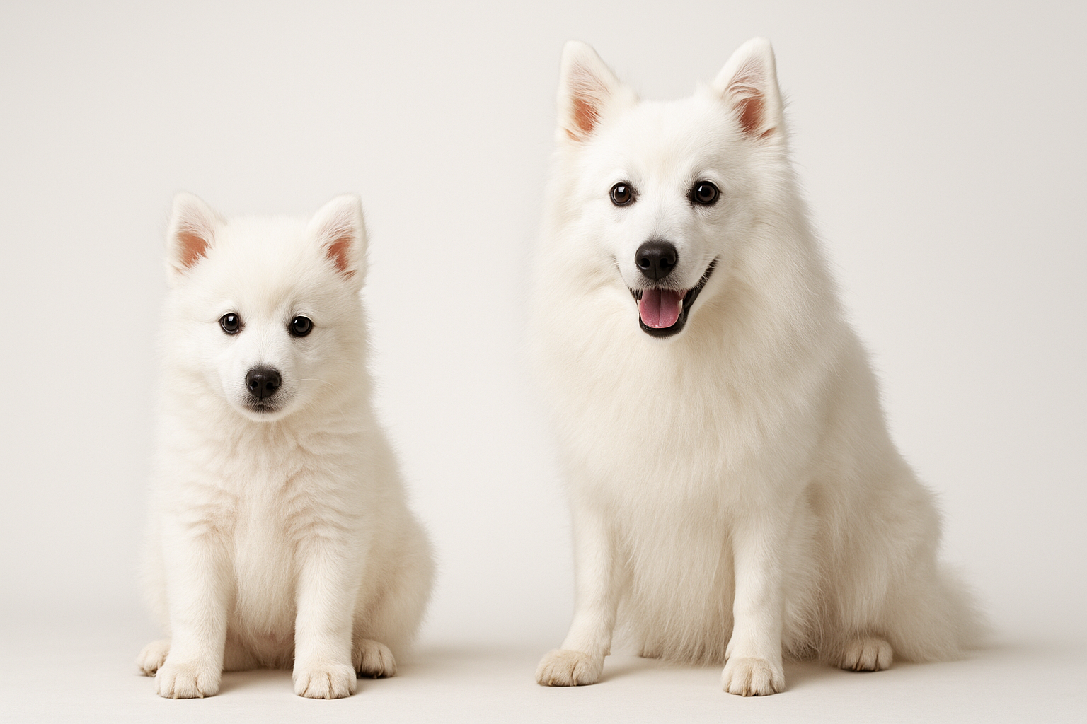 Japanese Spitz puppy and adult — breed longevity visual