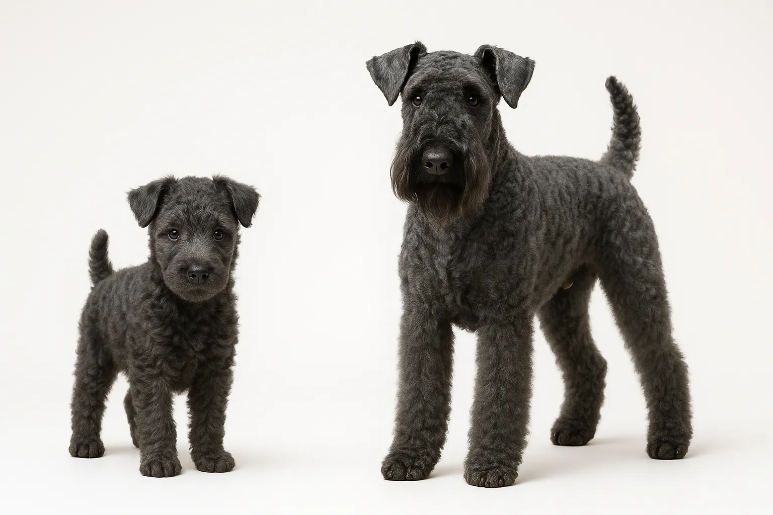 Kerry Blue Terrier puppy and adult — breed longevity visual