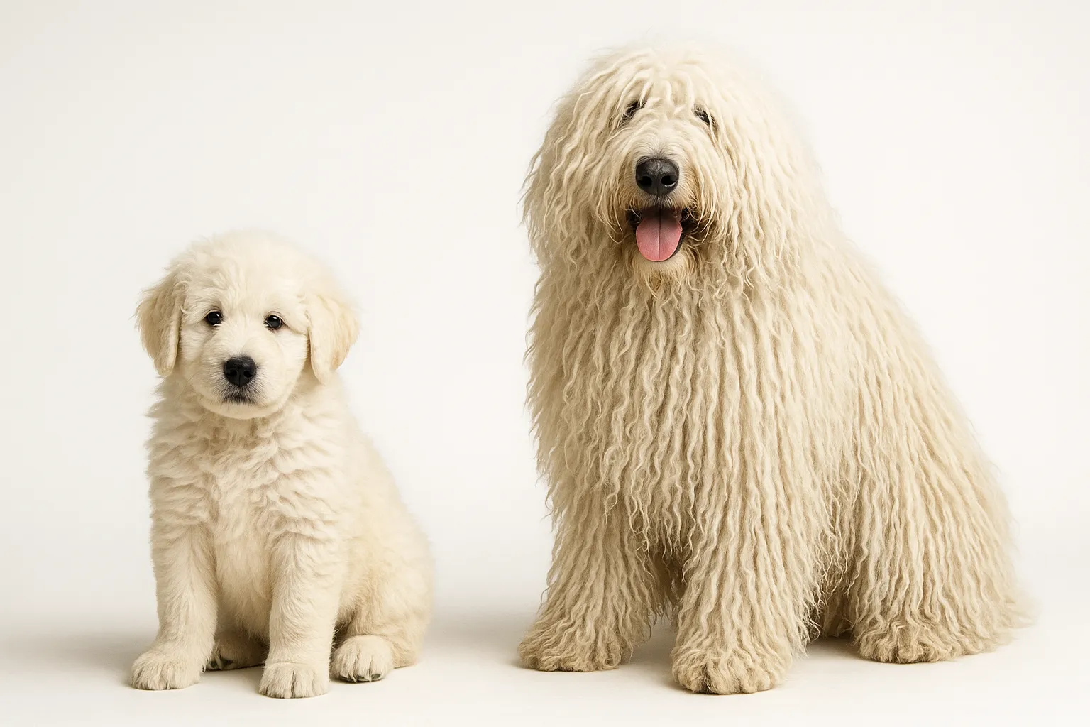 Komondor puppy and adult — breed longevity visual