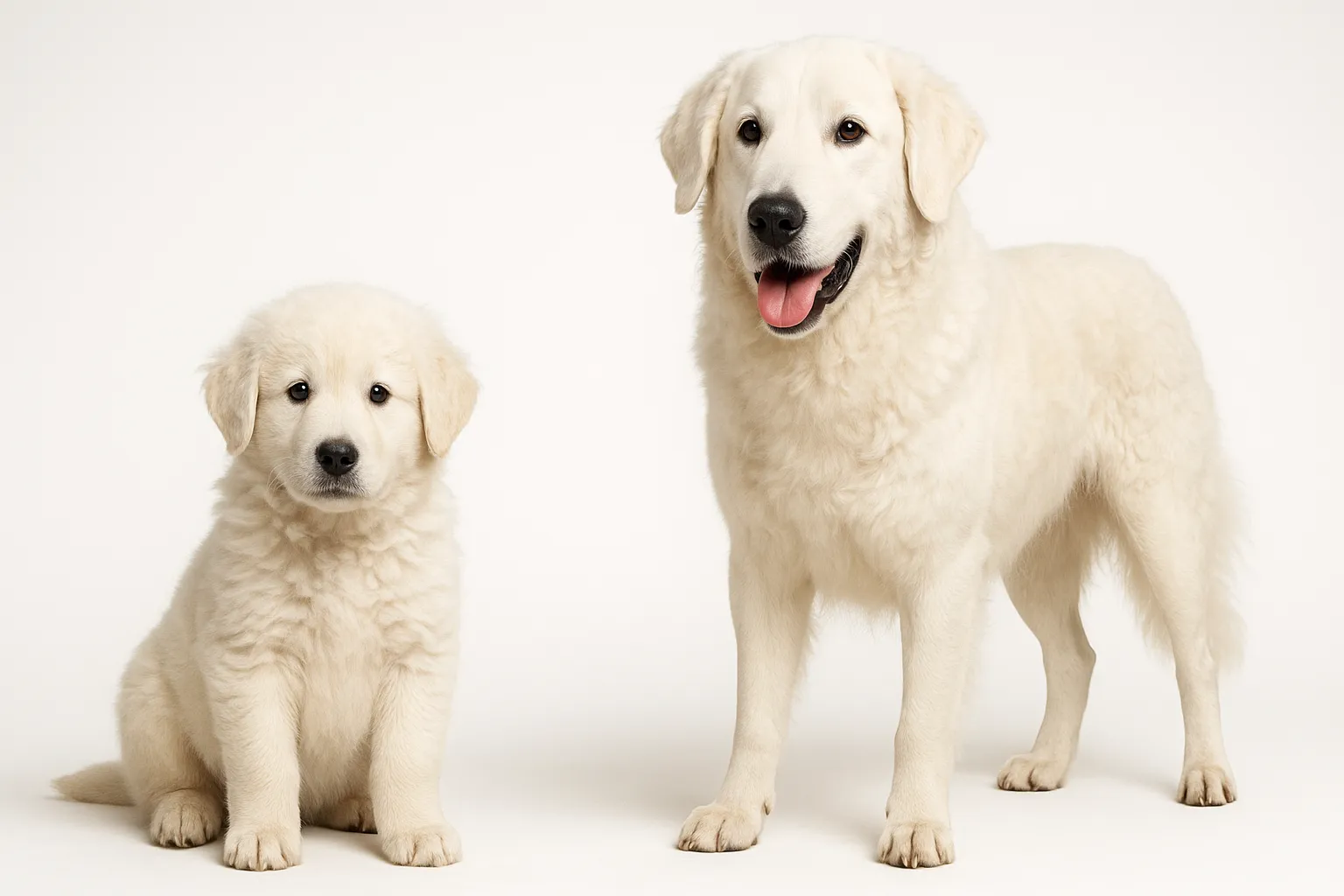 Kuvasz puppy and adult — breed longevity visual