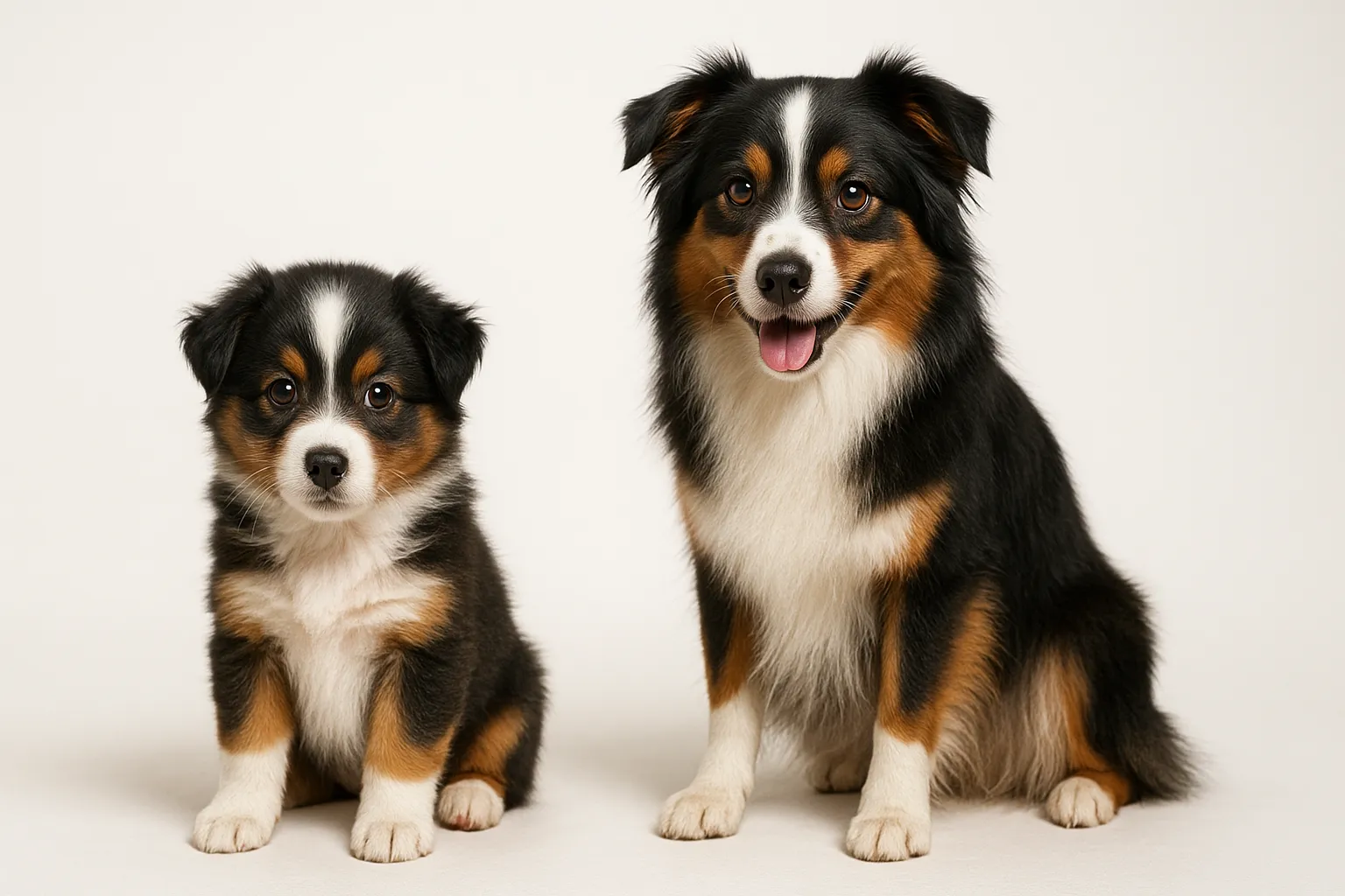 Miniature American Shepherd puppy and adult — breed longevity visual