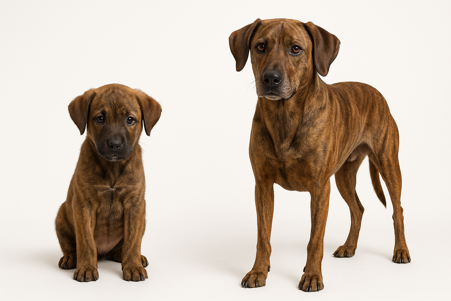 Mountain Cur puppy and adult — breed longevity visual