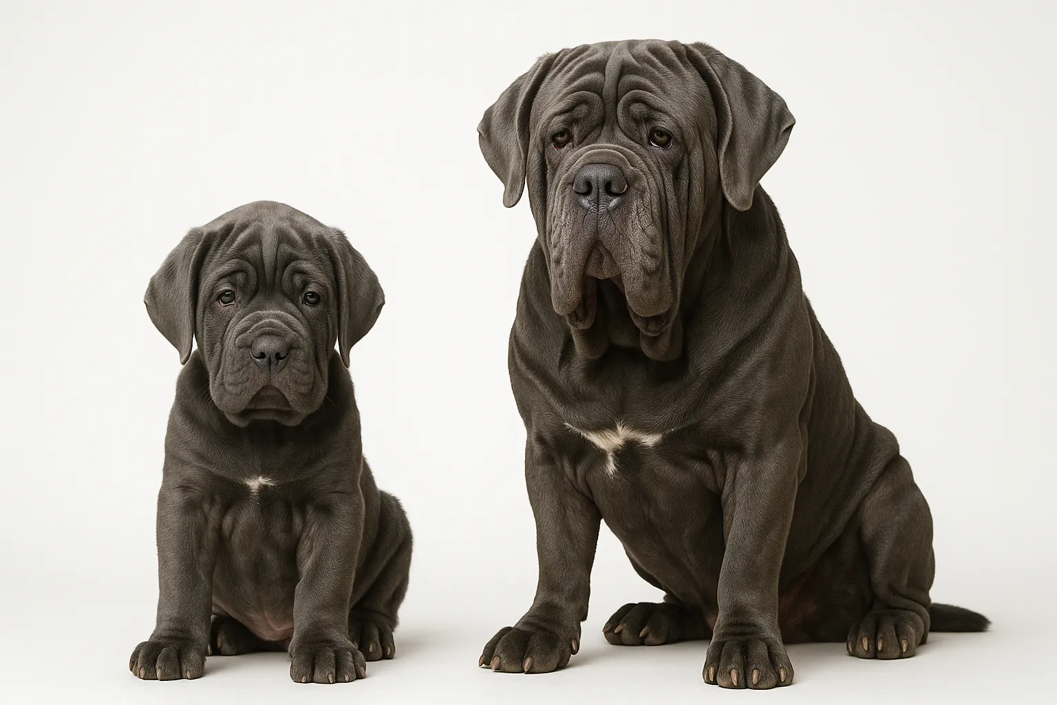 Neapolitan Mastiff puppy and adult — breed longevity visual