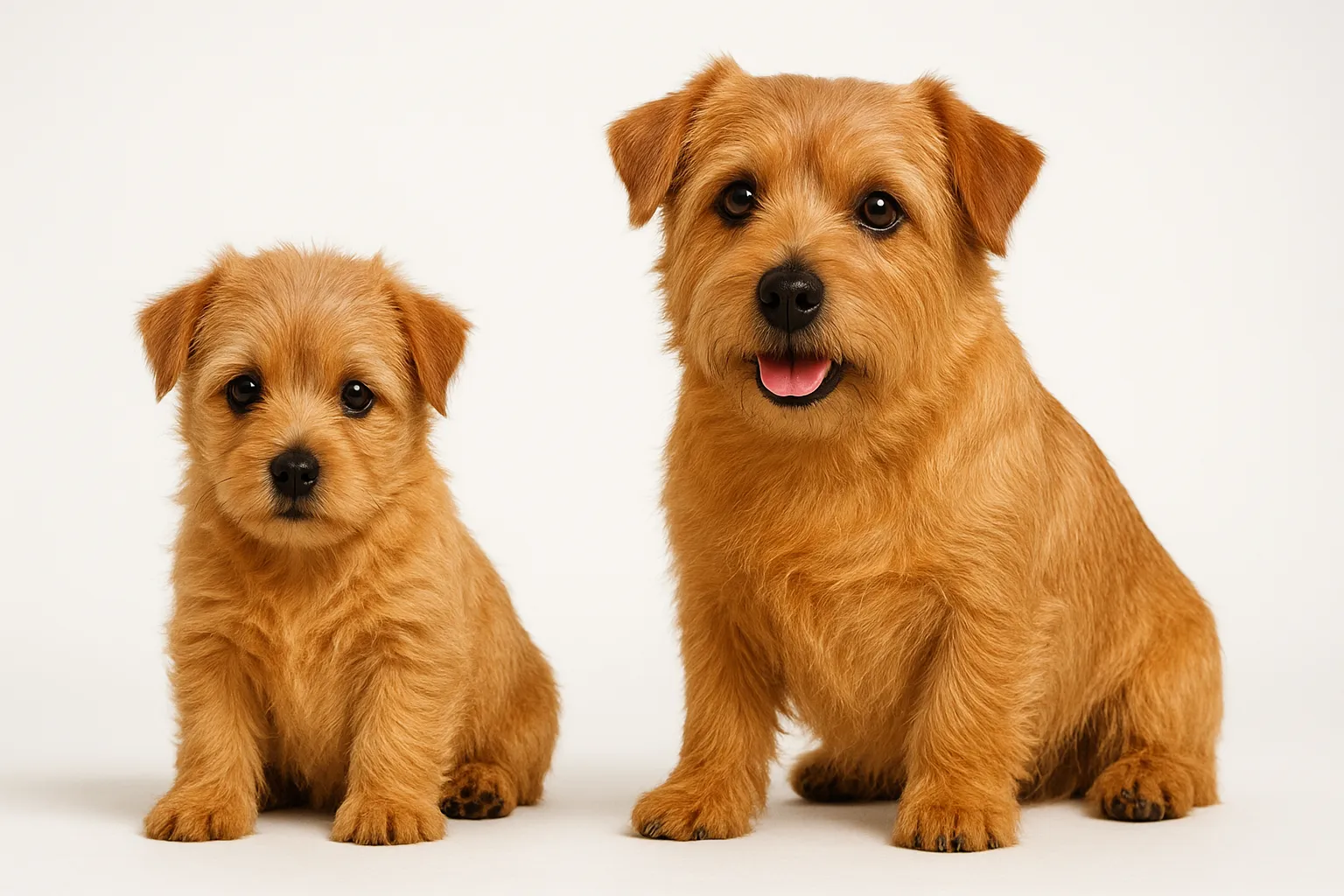 Norfolk Terrier puppy and adult — breed longevity visual