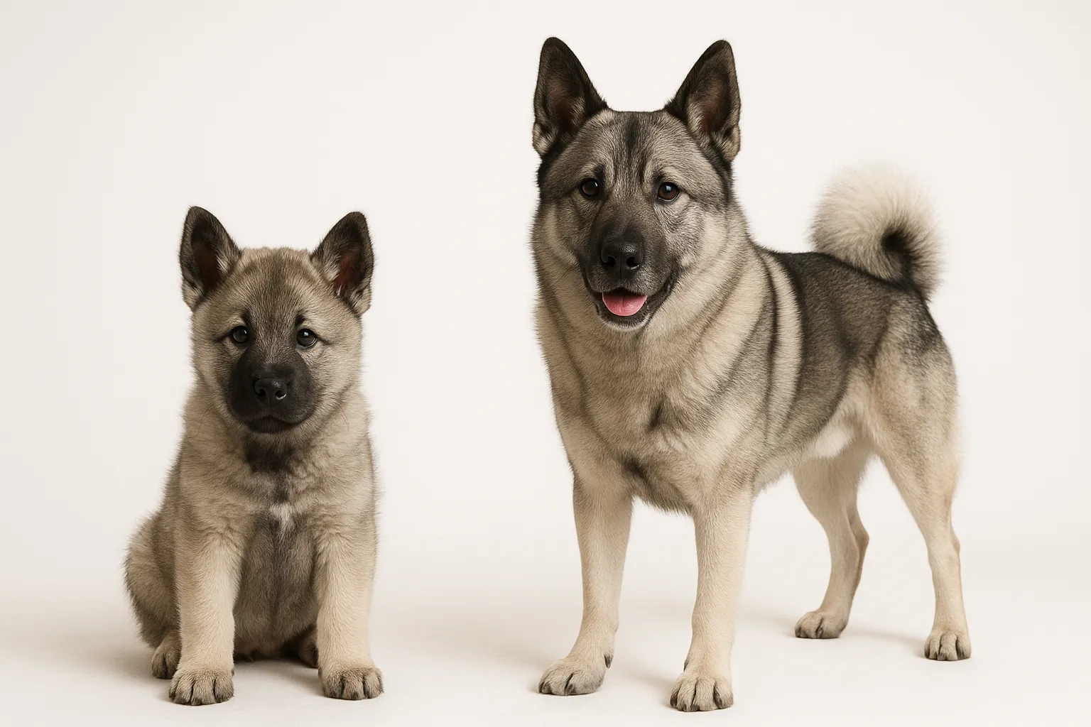 Norwegian Elkhound puppy and adult — breed longevity visual