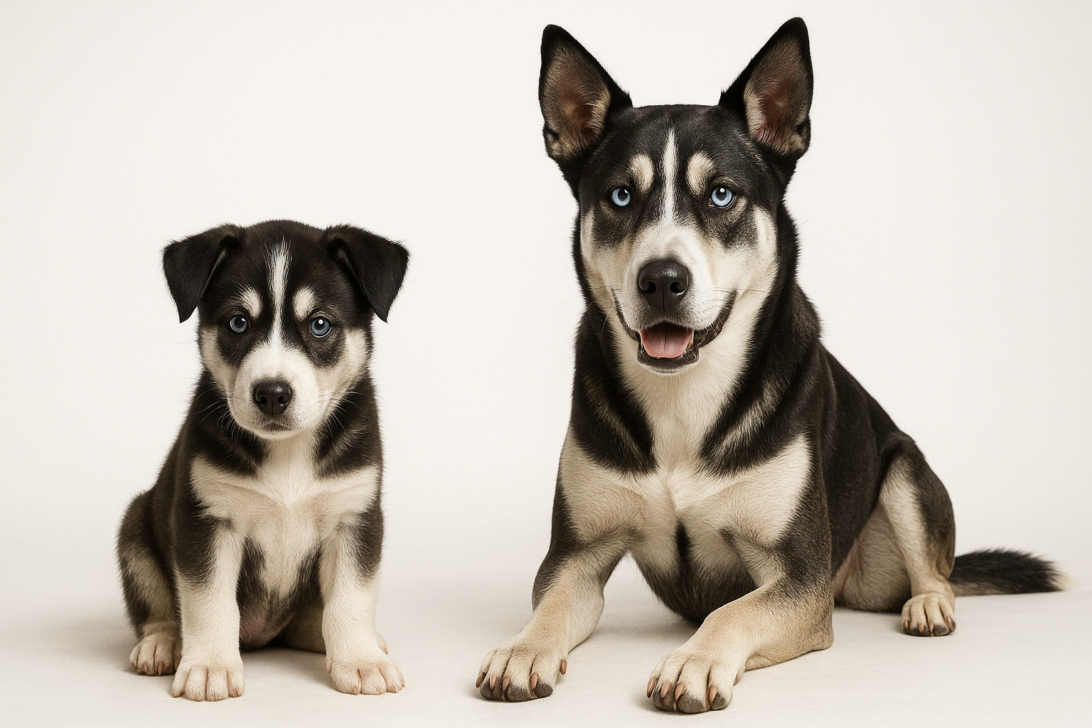 Pitsky puppy and adult — breed longevity visual