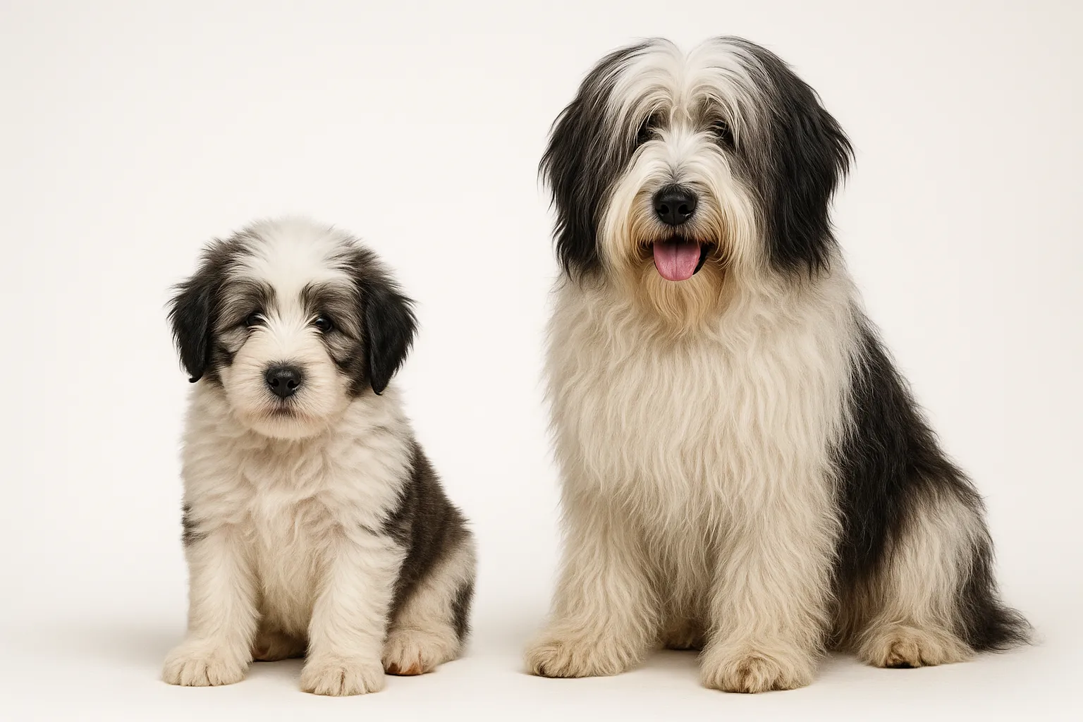 Polish Lowland Sheepdog puppy and adult — breed longevity visual