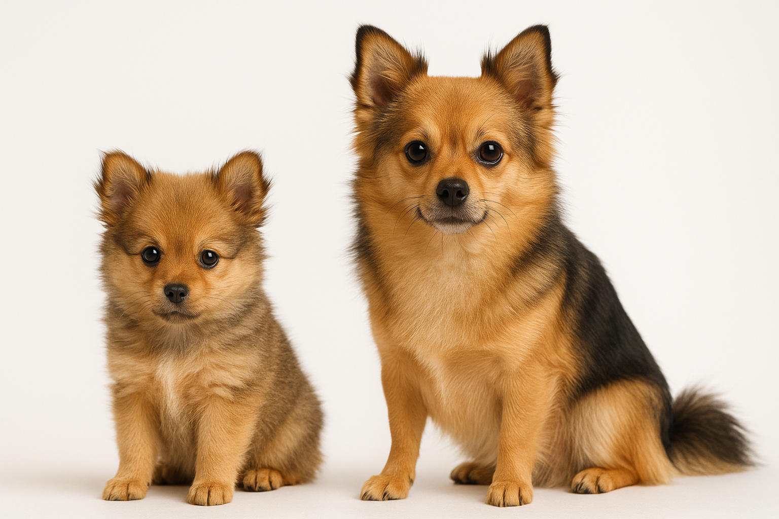 Pomchi puppy and adult — breed longevity visual
