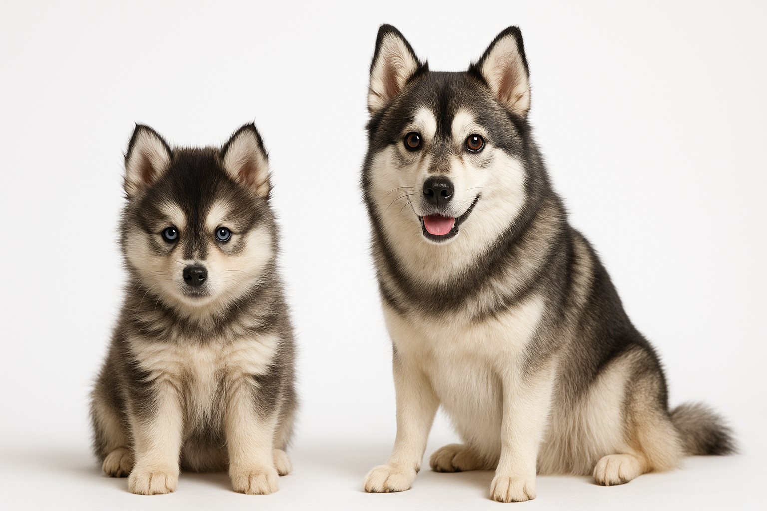 Pomsky puppy and adult — breed longevity visual