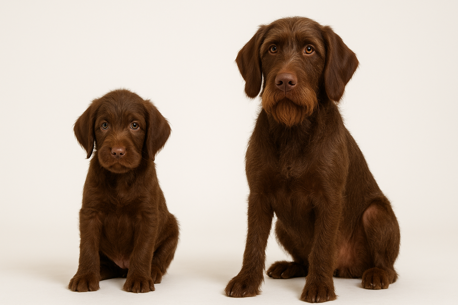 Pudelpointer puppy and adult — breed longevity visual