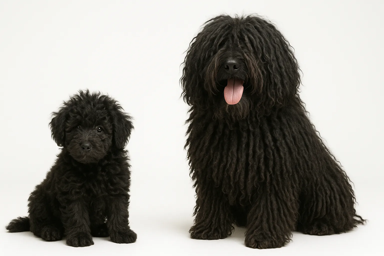 Puli puppy and adult — breed longevity visual