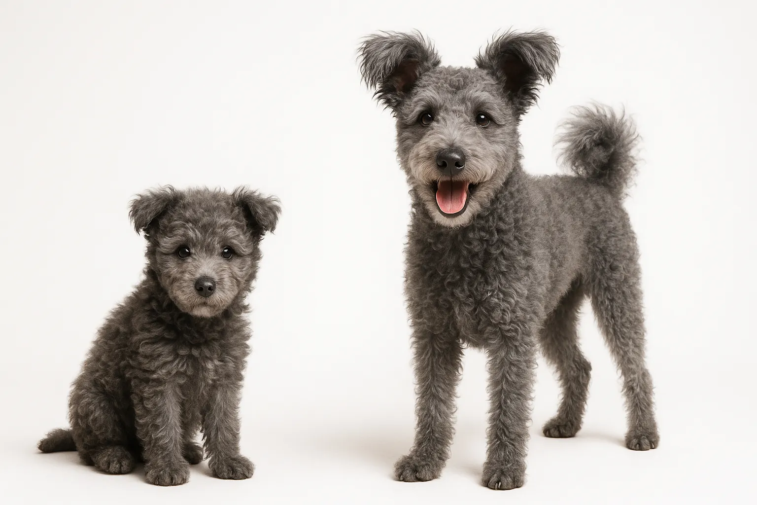 Pumi puppy and adult — breed longevity visual