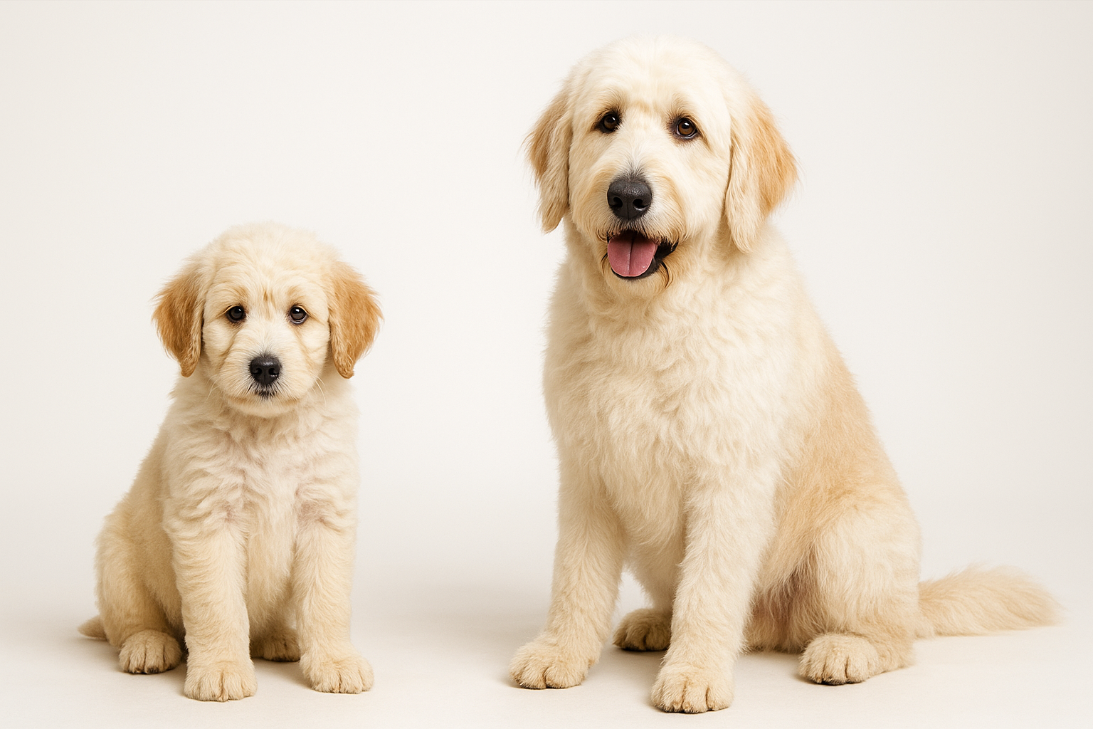 Pyredoodle puppy and adult — breed longevity visual