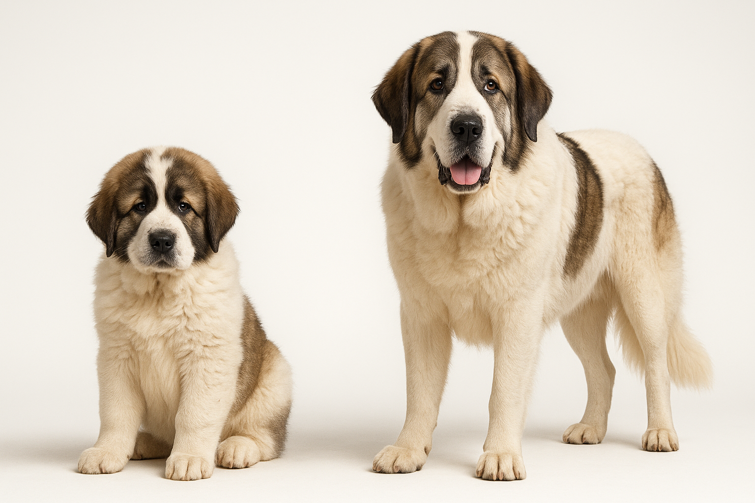 Pyrenean Mastiff puppy and adult — breed longevity visual