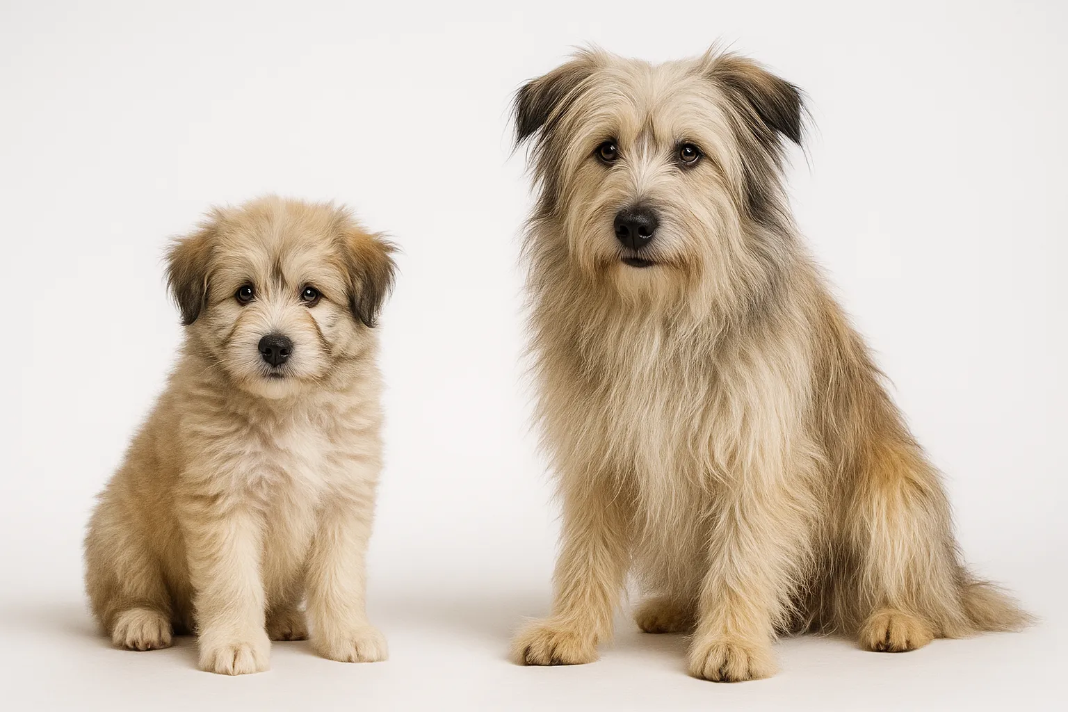 Pyrenean Shepherd puppy and adult — breed longevity visual