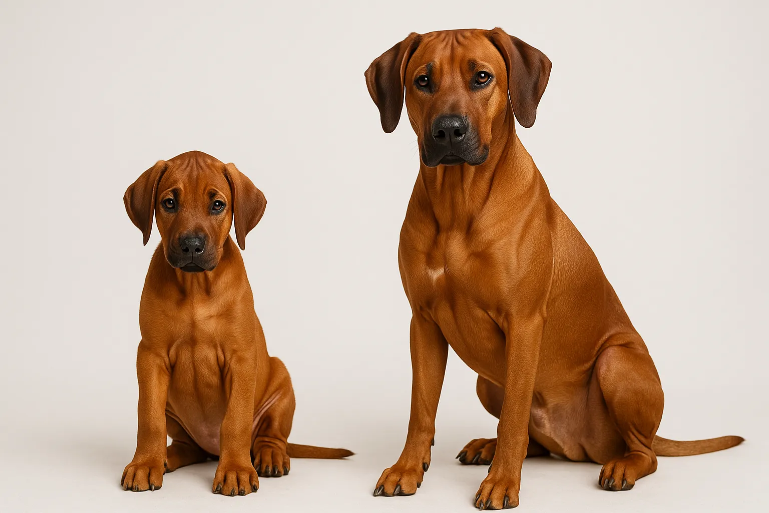 Rhodesian Ridgeback puppy and adult — breed longevity visual