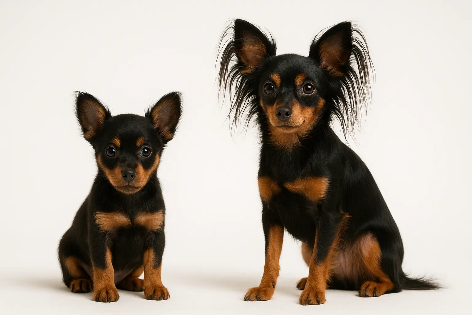 Russian Toy puppy and adult — breed longevity visual