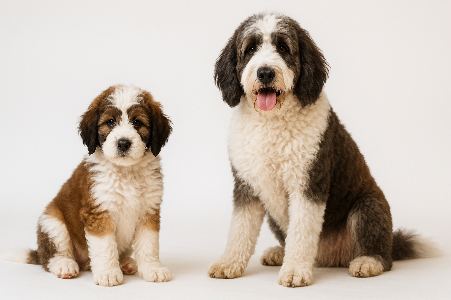 Saint Berdoodle puppy and adult — breed longevity visual