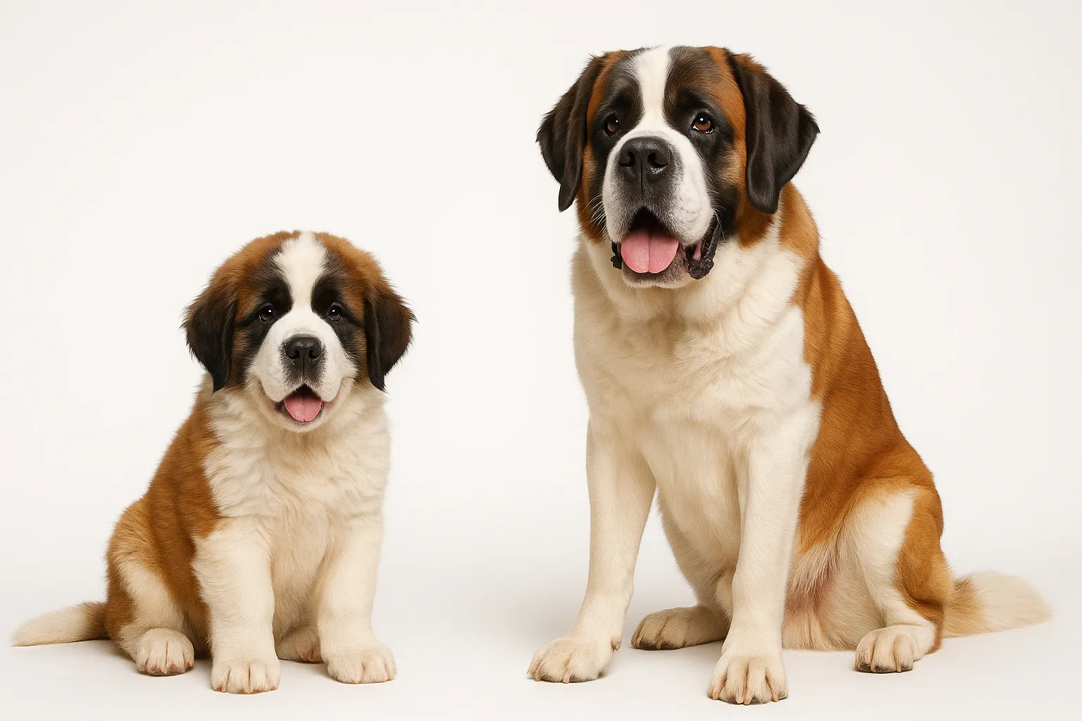 Saint Bernard puppy and adult — breed longevity visual