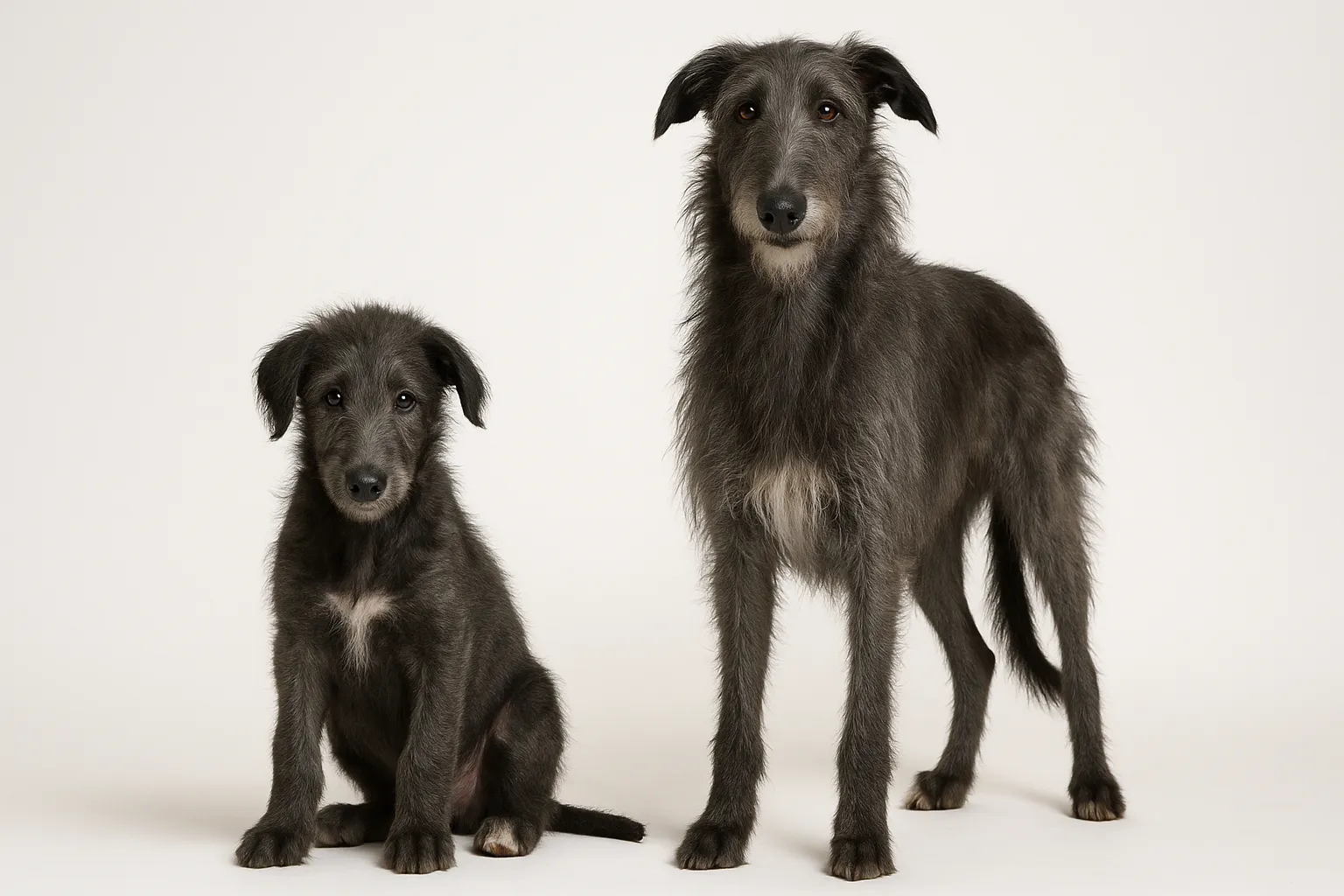 Scottish Deerhound puppy and adult — breed longevity visual
