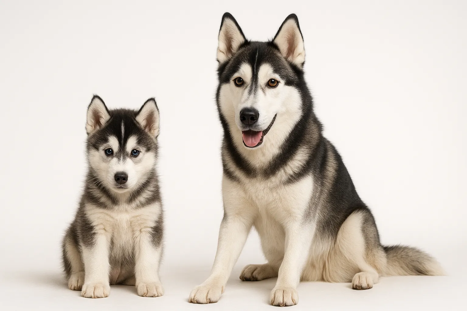 Siberian Husky puppy and adult — breed longevity visual