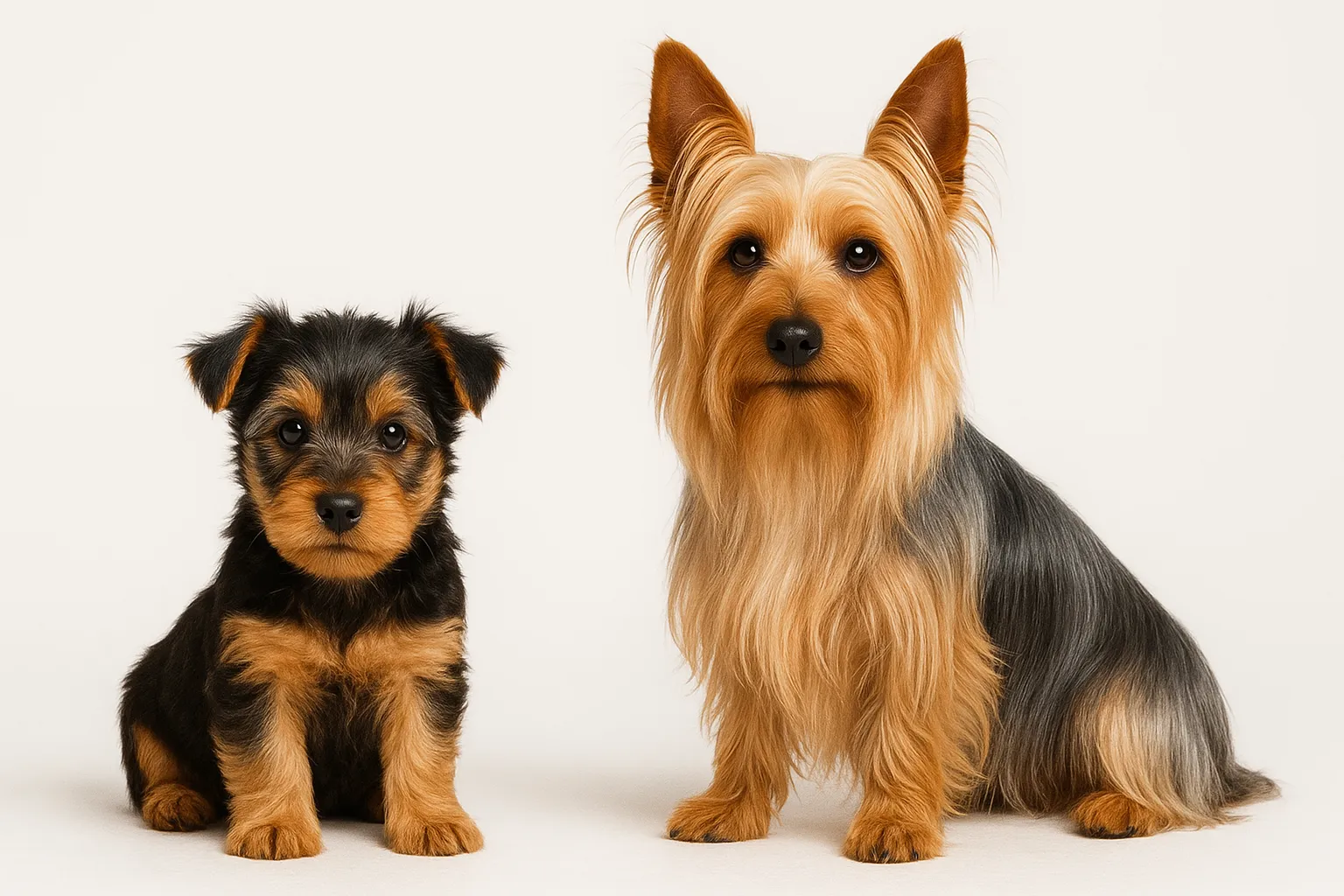Silky Terrier puppy and adult — breed longevity visual