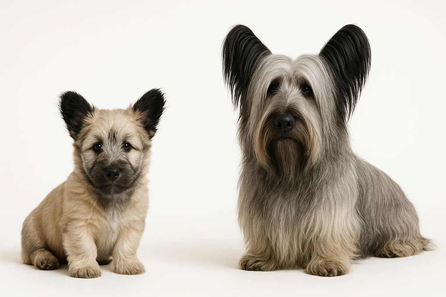 Skye Terrier puppy and adult — breed longevity visual