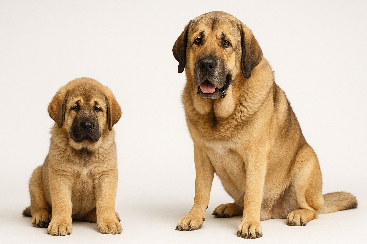 Spanish Mastiff puppy and adult — breed longevity visual
